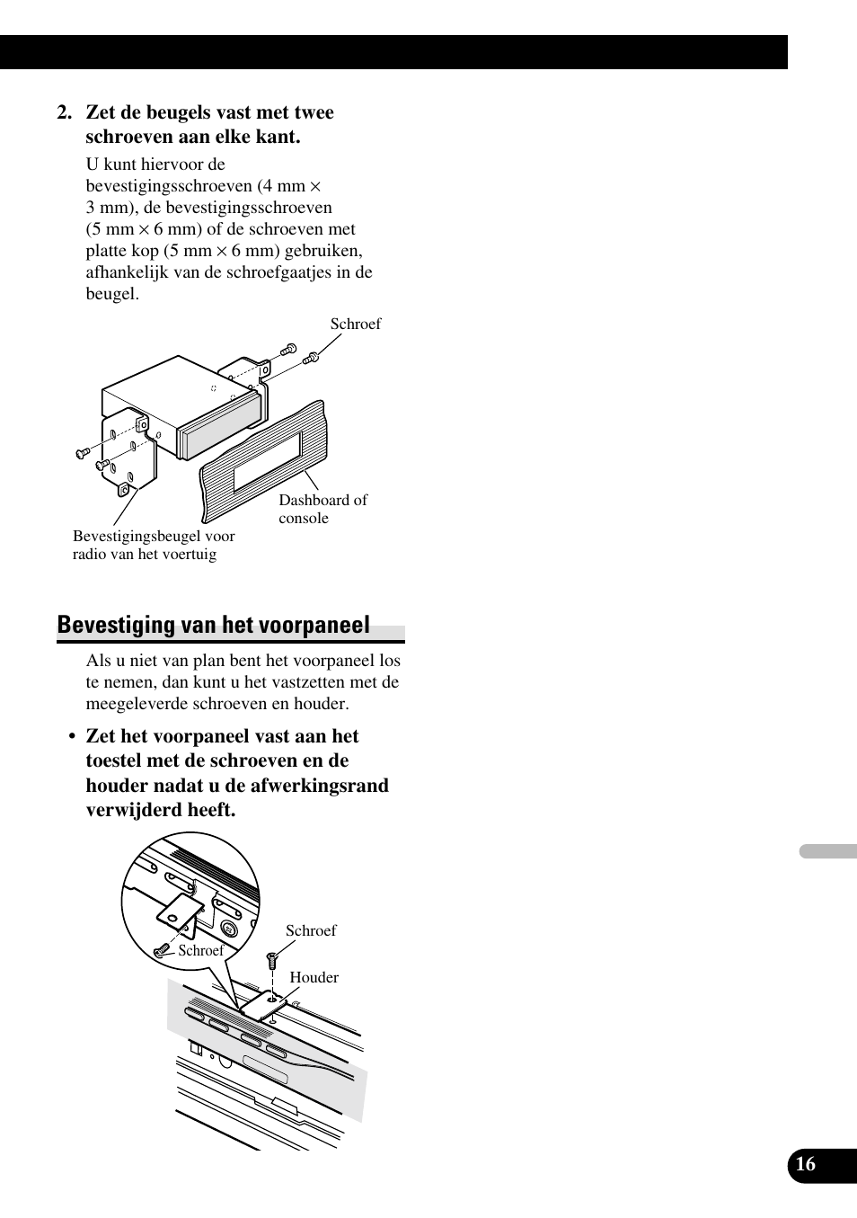 Bevestiging van het voorpaneel | Pioneer AVH-P5000DVD User Manual | Page 97 / 98