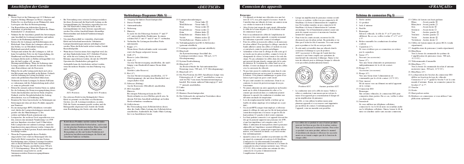 Anschließen der geräte, Deutsch, Français> connexion des appareils | Verbindungs-diagramm (abb. 5), Schéma de connexion (fig. 5) | Pioneer DEH-1530R User Manual | Page 5 / 6