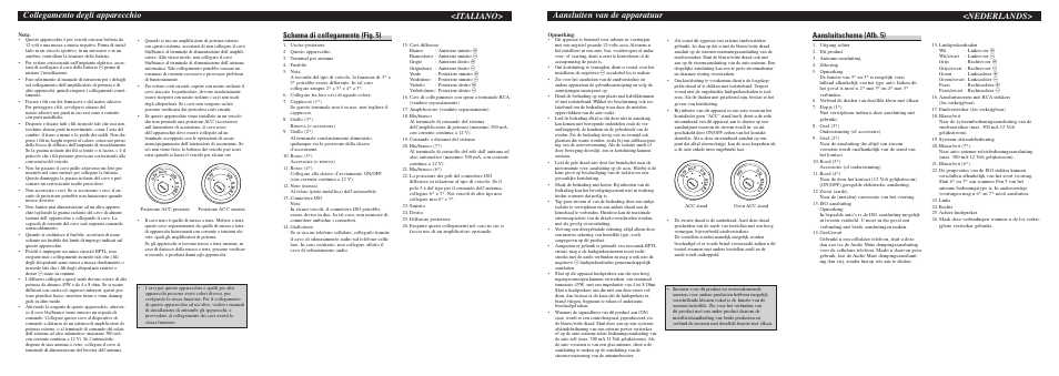 Collegamento degli apparecchio, Italiano, Nederlands> aansluiten van de apparatuur | Schema di collegamento (fig. 5), Aansluitschema (afb. 5) | Pioneer DEH-1530R User Manual | Page 6 / 6