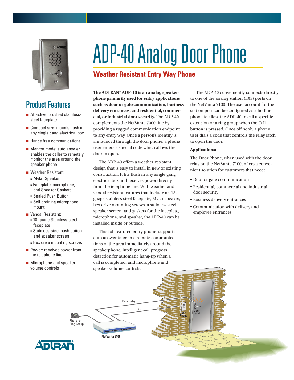 ADTRAN ADP-40 User Manual | 2 pages