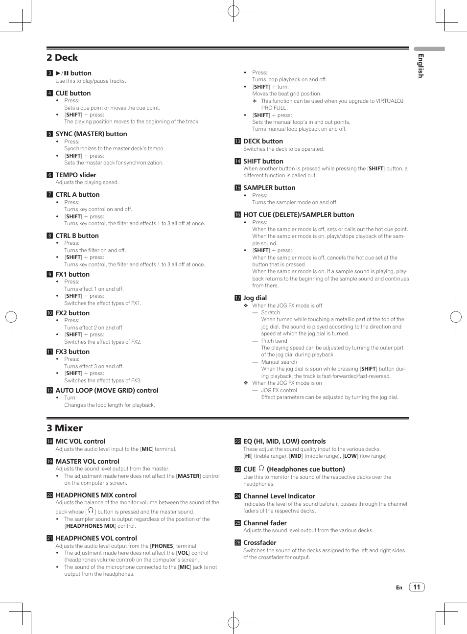 2 deck, 3 mixer | Pioneer DDJ-WeGO2 User Manual | Page 11 / 56