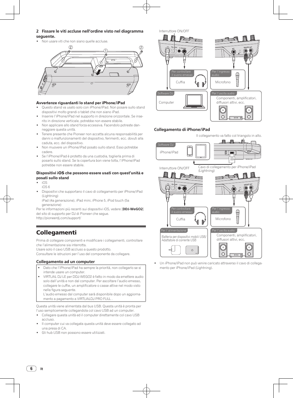 Collegamenti | Pioneer DDJ-WeGO2 User Manual | Page 38 / 56