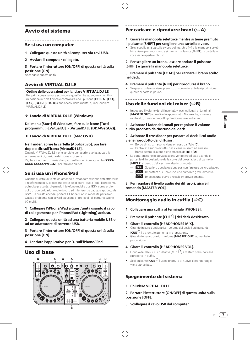 Avvio del sistema, Uso di base | Pioneer DDJ-WeGO2 User Manual | Page 39 / 56