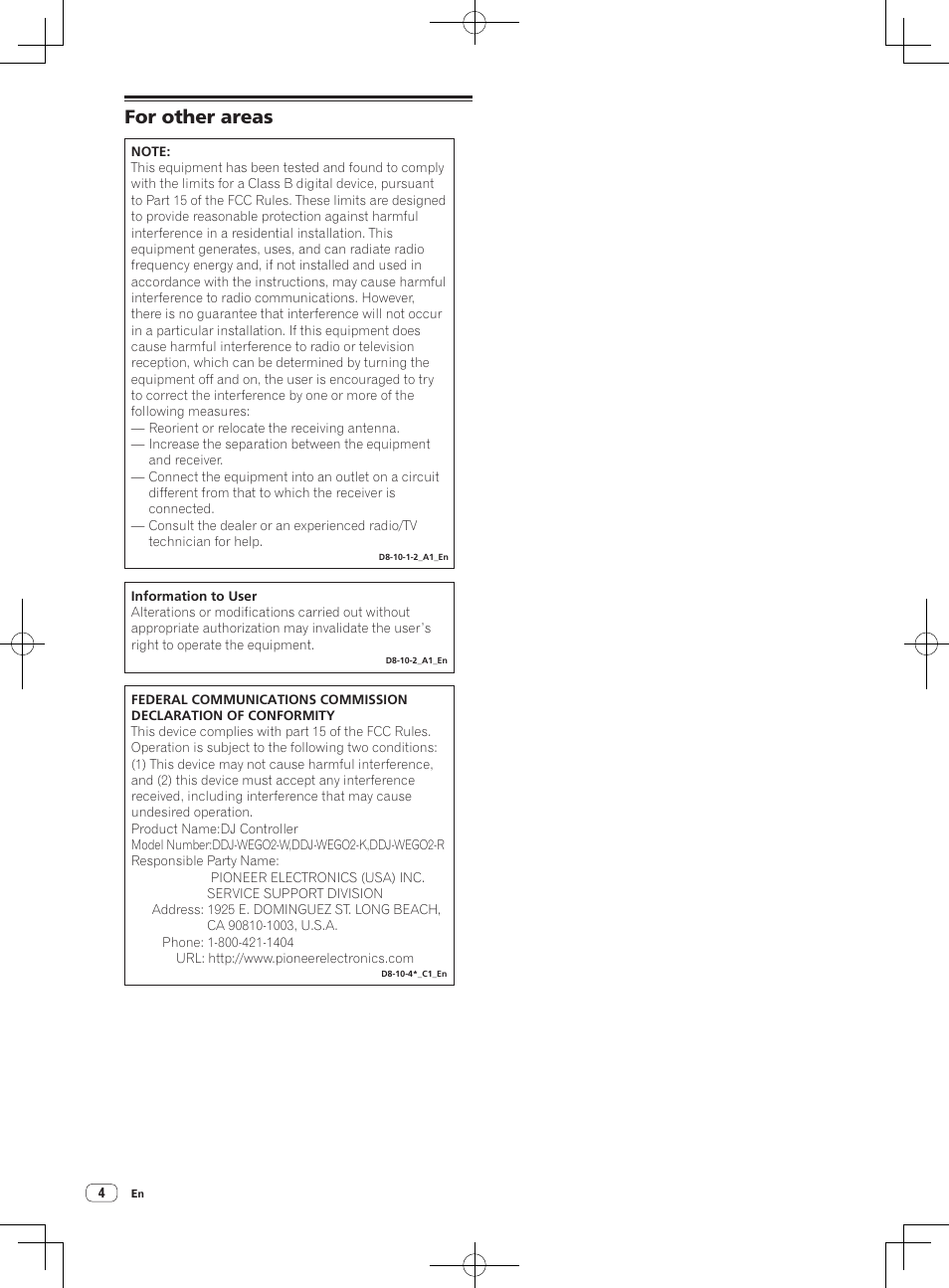 For other areas | Pioneer DDJ-WeGO2 User Manual | Page 4 / 56