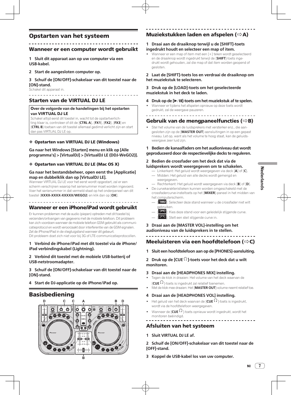 Opstarten van het systeem, Basisbediening | Pioneer DDJ-WeGO2 User Manual | Page 49 / 56