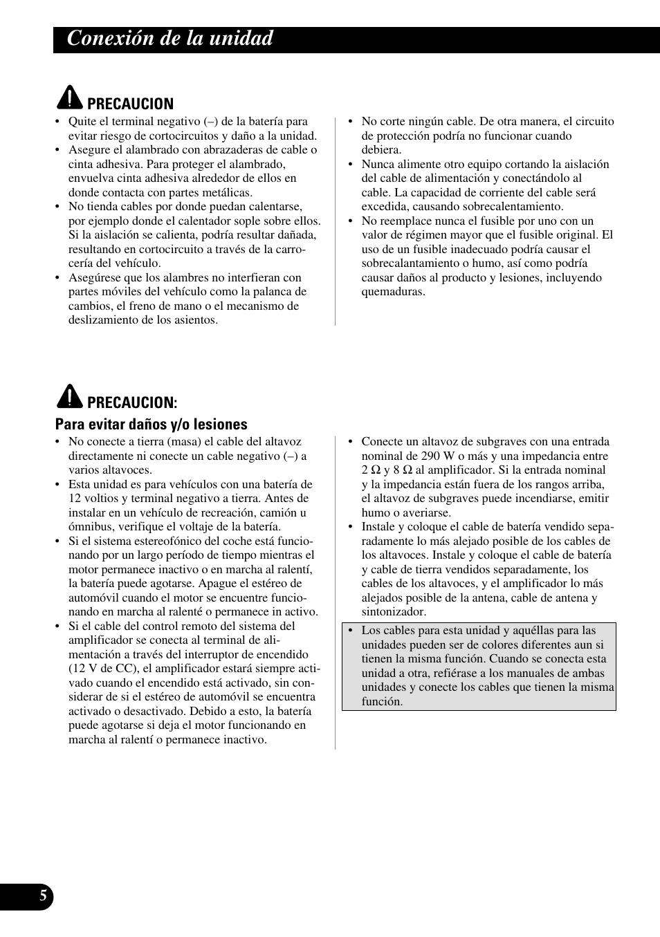Conexión de la unidad | Pioneer GM-7300M User Manual | Page 18 / 85