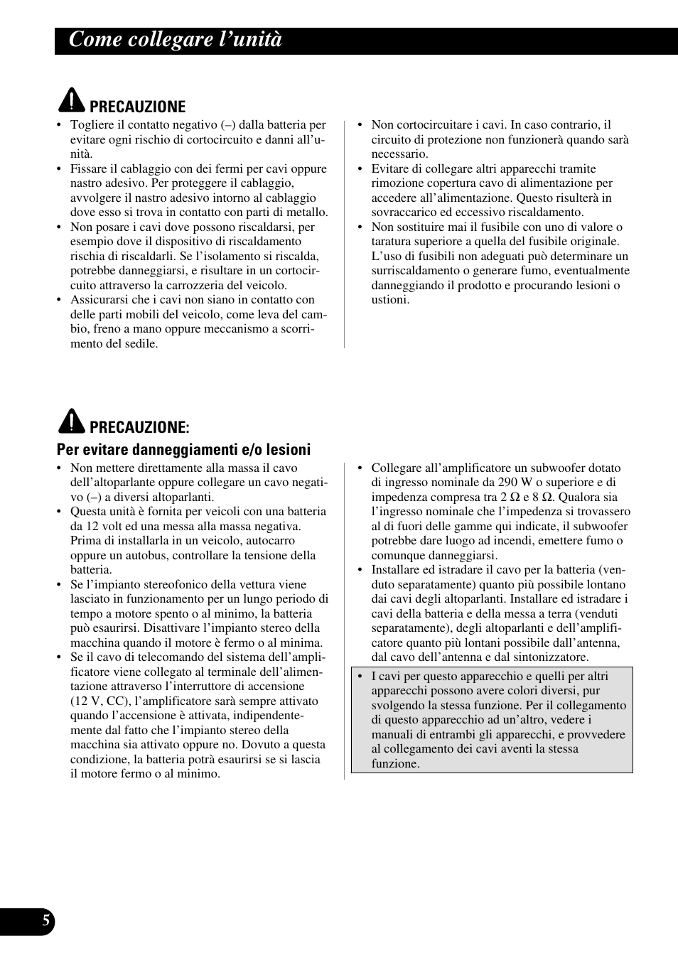 Come collegare i’unità, Come collegare l’unità | Pioneer GM-7300M User Manual | Page 54 / 85