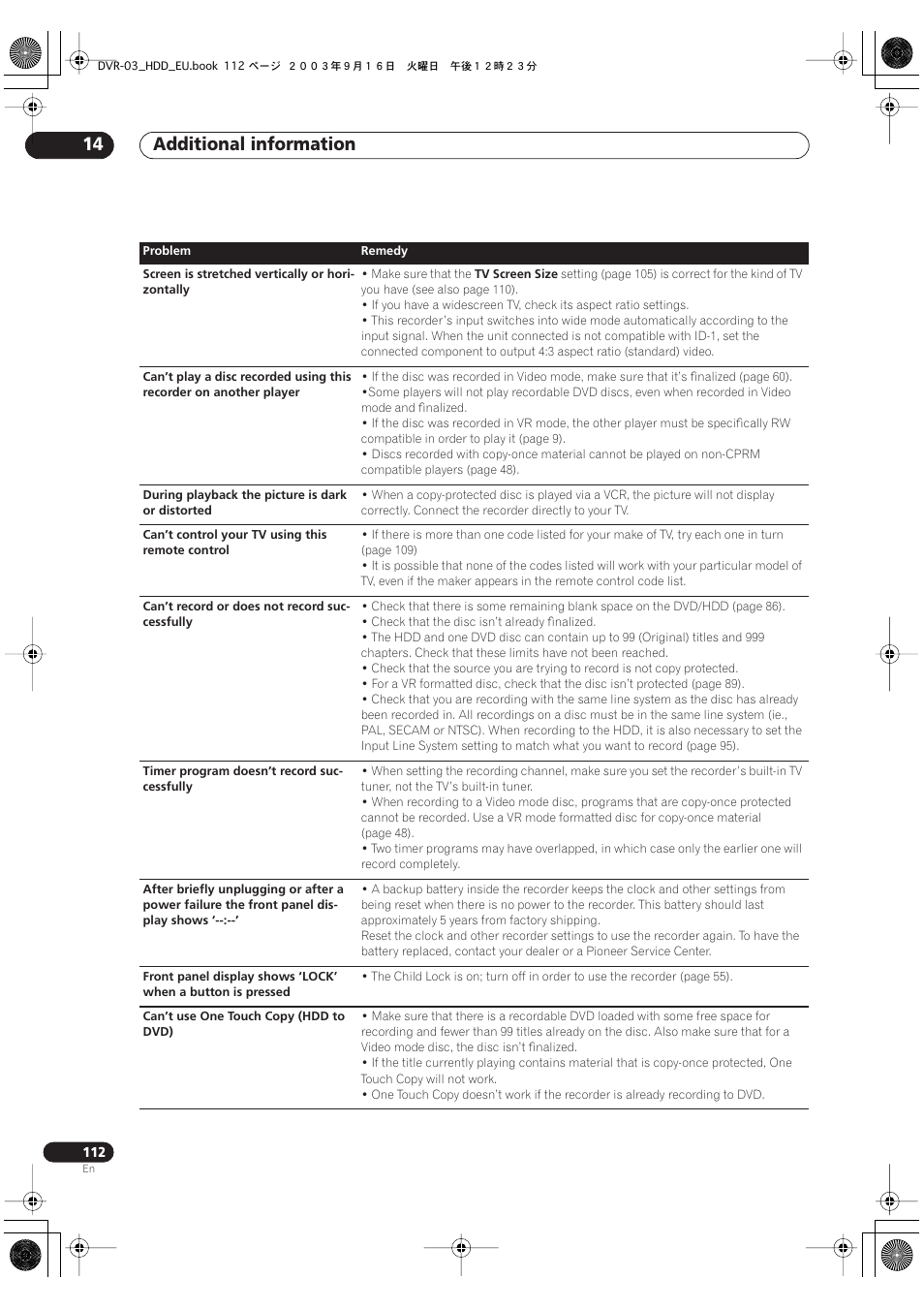 Additional information 14 | Pioneer DVR-5100H-S User Manual | Page 112 / 128
