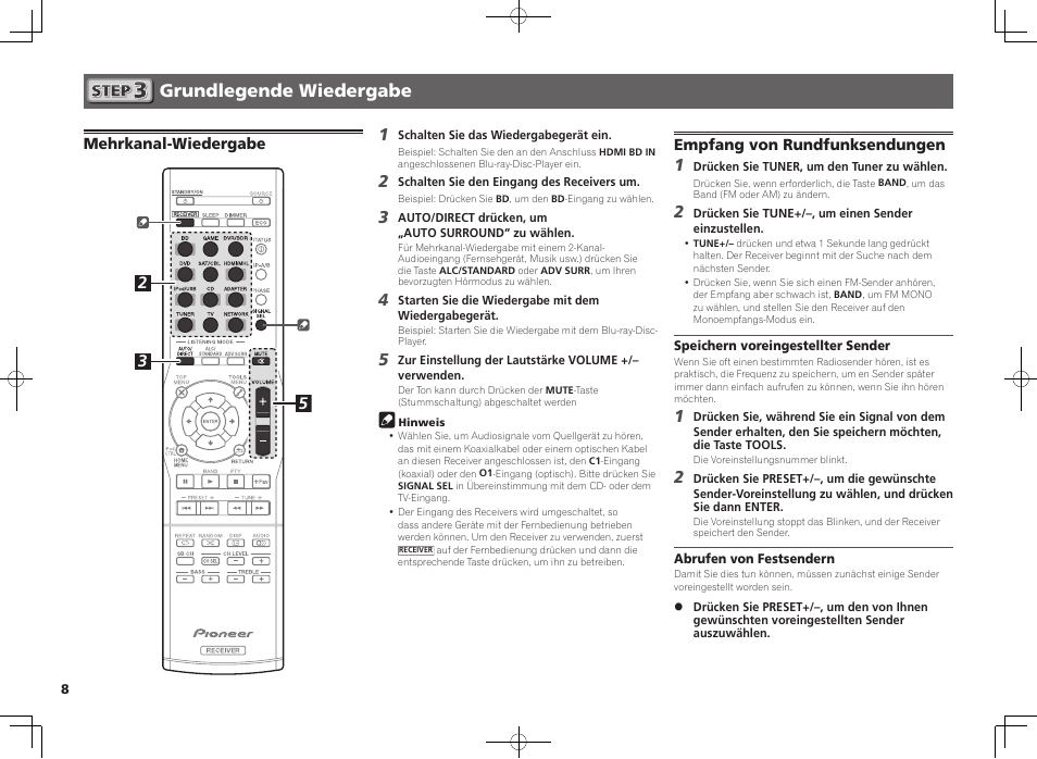 Grundlegende wiedergabe | Pioneer VSX-S510-K User Manual | Page 24 / 60
