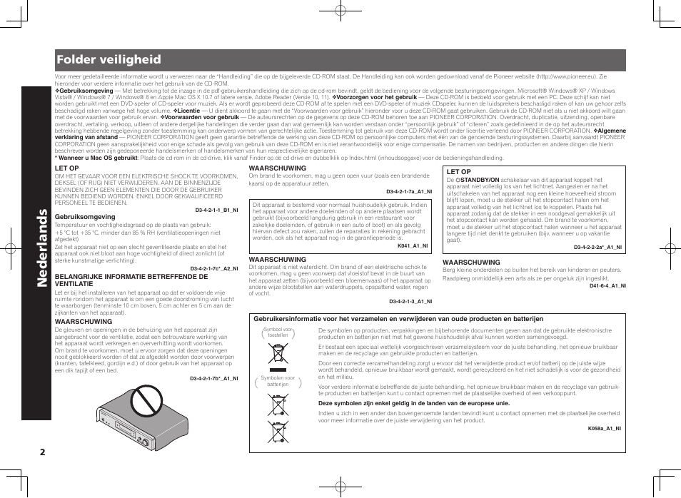 Av receiver, Snelstartgids, Nederlands | Folder veiligheid | Pioneer VSX-S510-K User Manual | Page 34 / 60