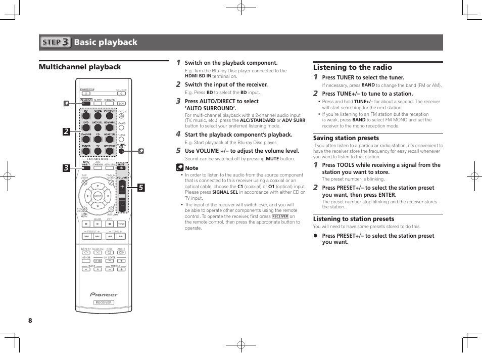 Basic playback | Pioneer VSX-S510-K User Manual | Page 8 / 60