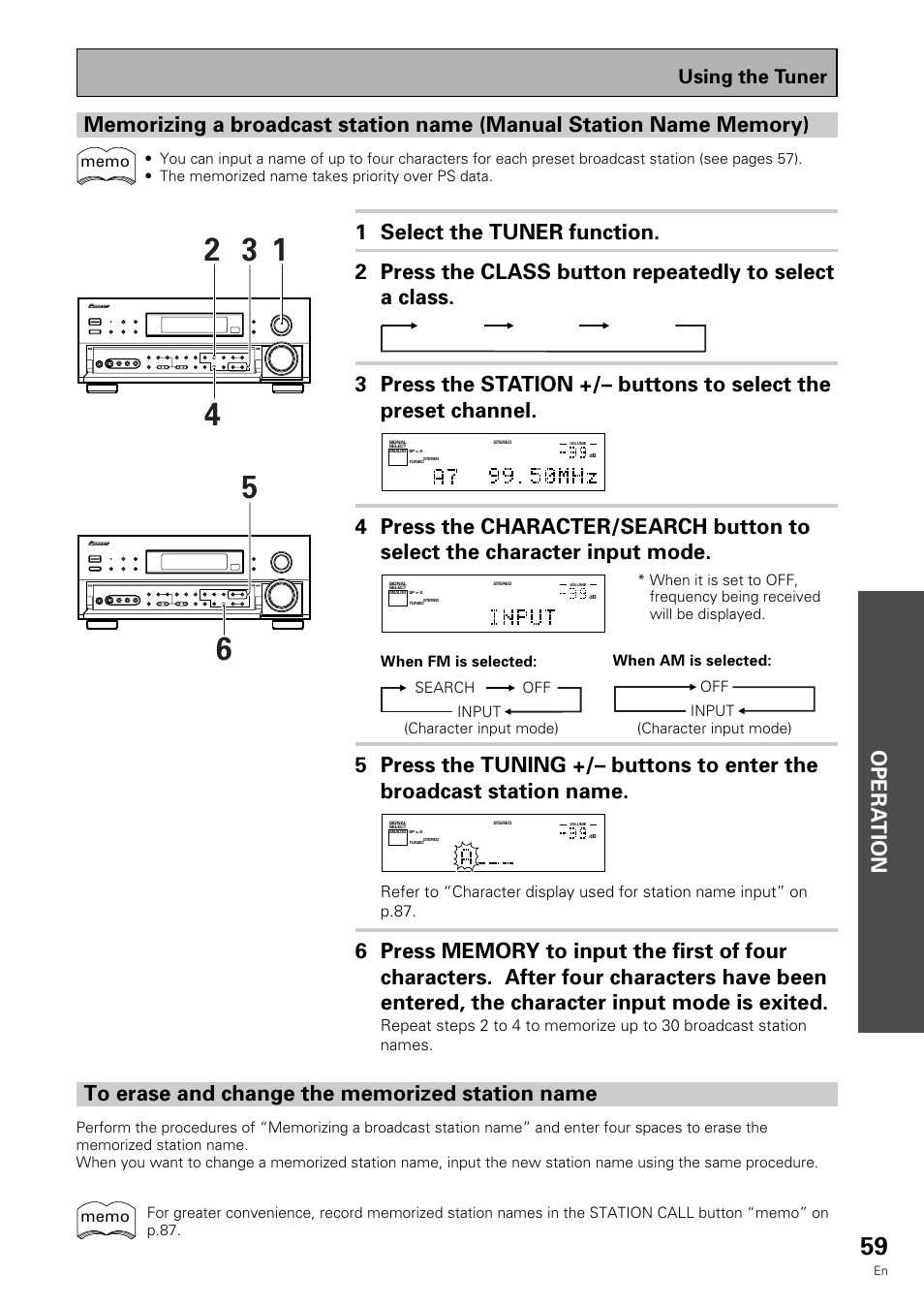 Opera tion, Using the tuner | Pioneer VSX-909RDS User Manual | Page 59 / 96