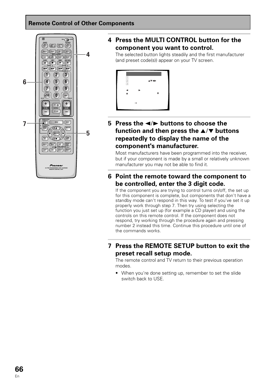 Remote control of other components | Pioneer VSX-909RDS User Manual | Page 66 / 96