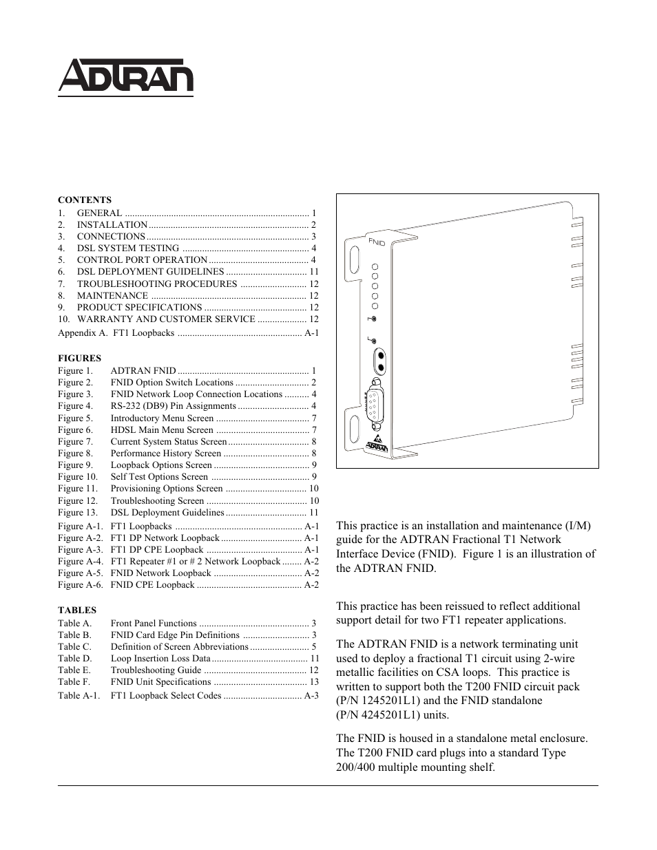 ADTRAN FNID User Manual | 16 pages