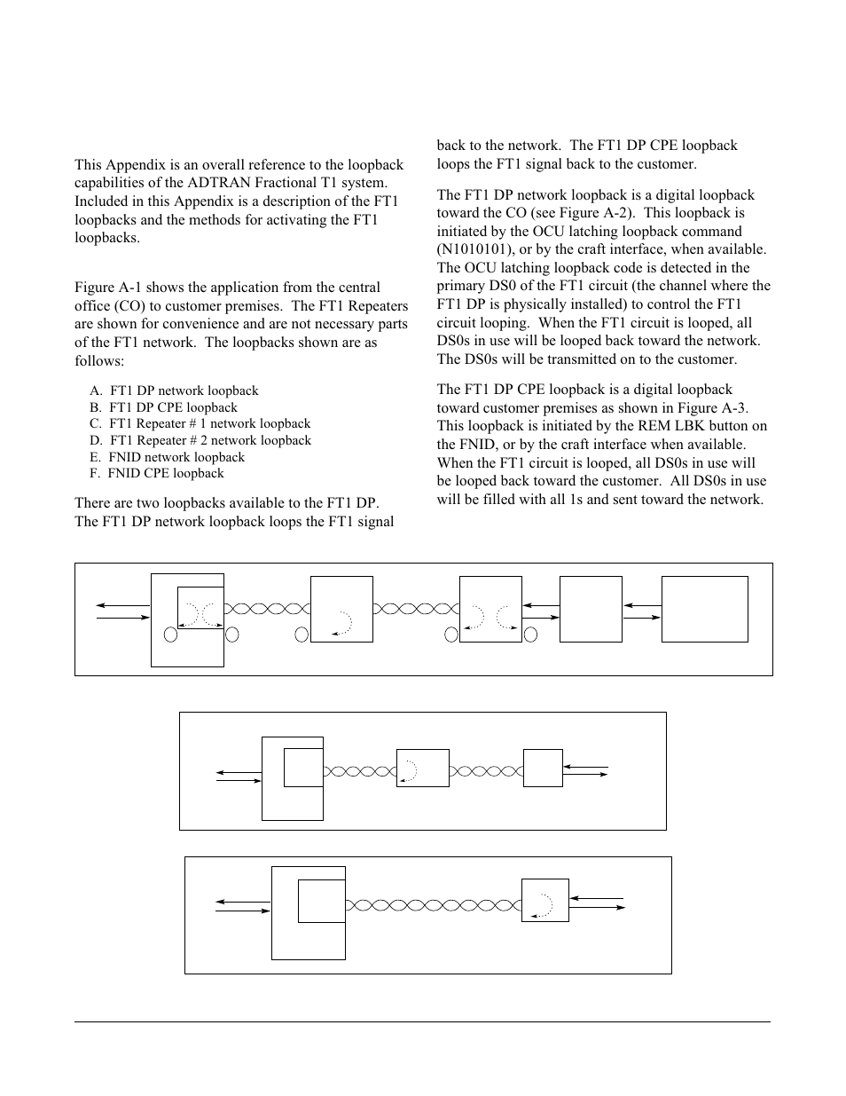 Appendix a ft1 loopbacks, General, Ft1 loopbacks | ADTRAN FNID User Manual | Page 14 / 16
