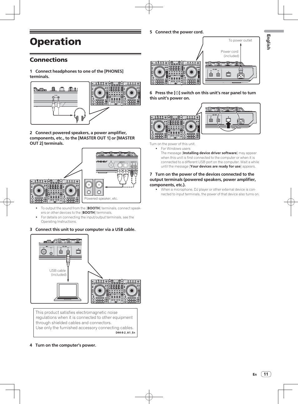 Operation, Connections | Pioneer DDJ-SZ User Manual | Page 11 / 116