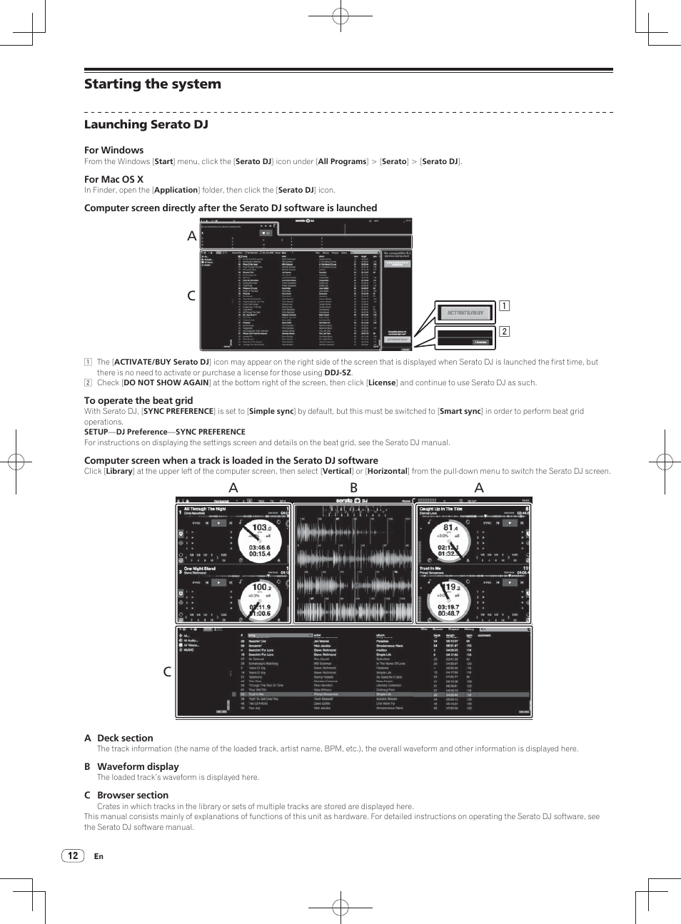 Starting the system, Ac b | Pioneer DDJ-SZ User Manual | Page 12 / 116