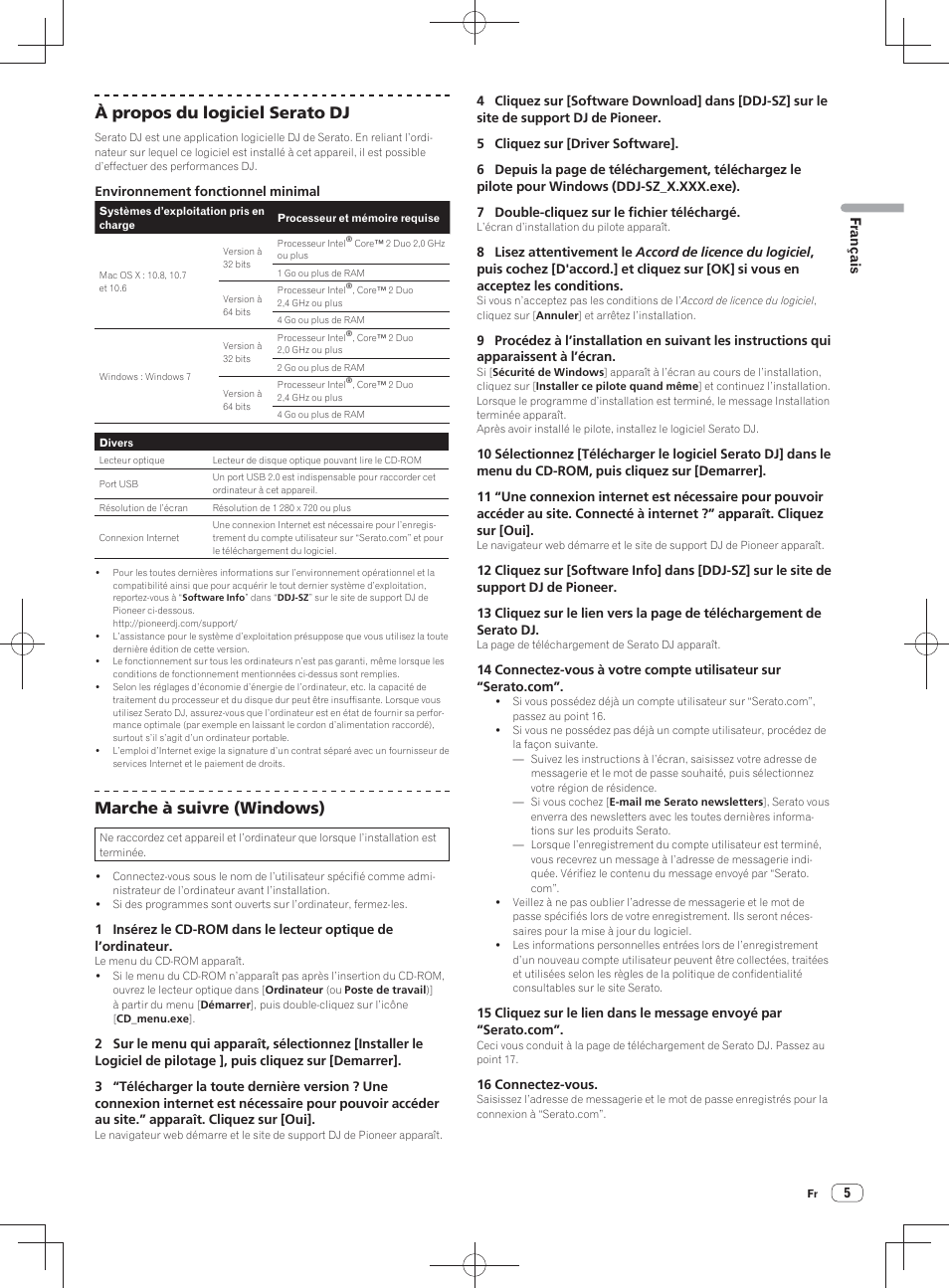 À propos du logiciel serato dj, Marche à suivre (windows) | Pioneer DDJ-SZ User Manual | Page 19 / 116