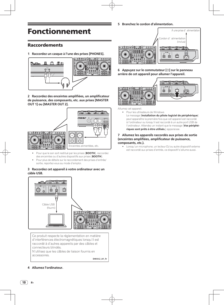 Fonctionnement, Raccordements | Pioneer DDJ-SZ User Manual | Page 24 / 116