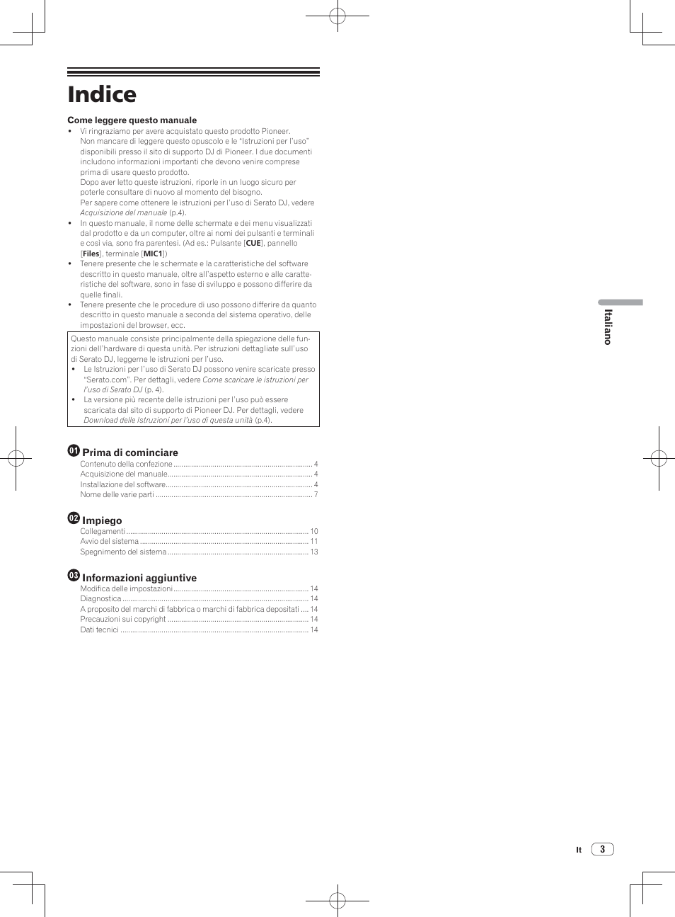 Dj controller, Istruzioni per l’uso (edizione base), Indice | Pioneer DDJ-SZ User Manual | Page 45 / 116