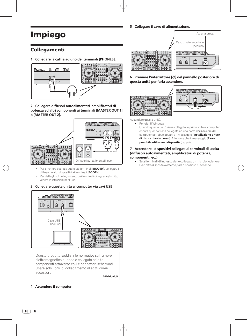 Impiego, Collegamenti | Pioneer DDJ-SZ User Manual | Page 52 / 116