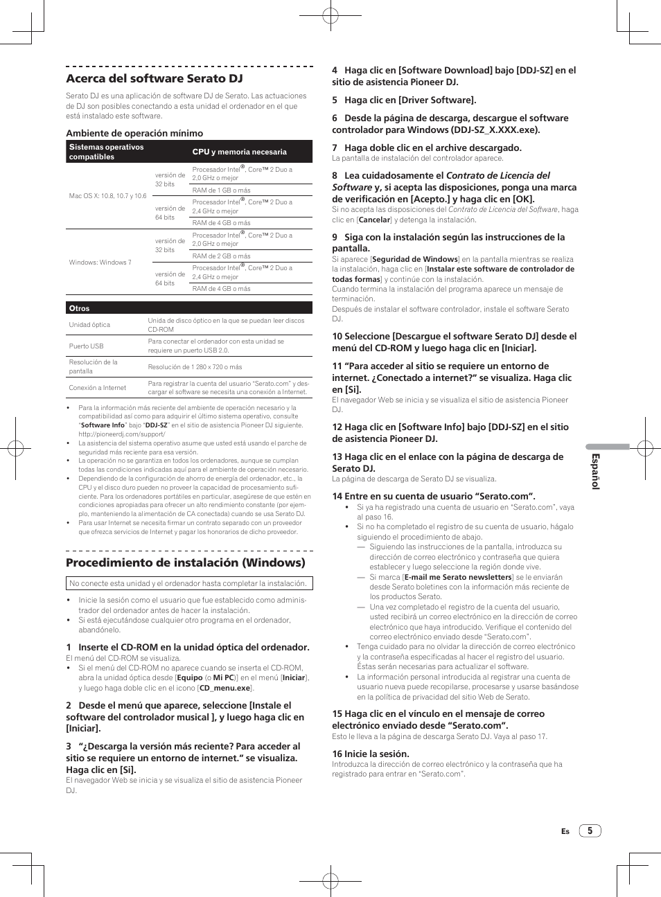 Acerca del software serato dj, Procedimiento de instalación (windows) | Pioneer DDJ-SZ User Manual | Page 75 / 116