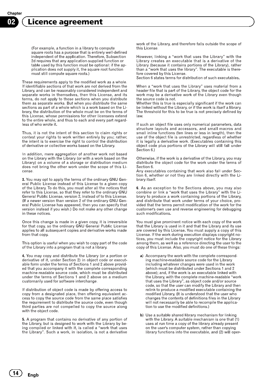 02 licence agreement | Pioneer CNSD-130FM User Manual | Page 14 / 24