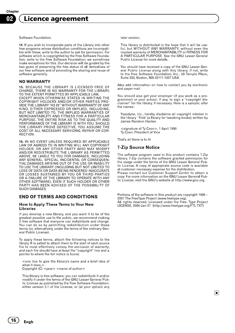 02 licence agreement | Pioneer CNSD-130FM User Manual | Page 16 / 24
