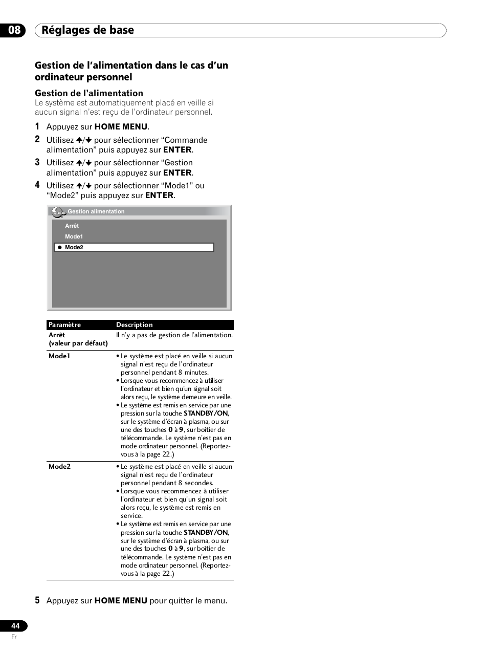 08 réglages de base | Pioneer PDP 434HDE User Manual | Page 120 / 248