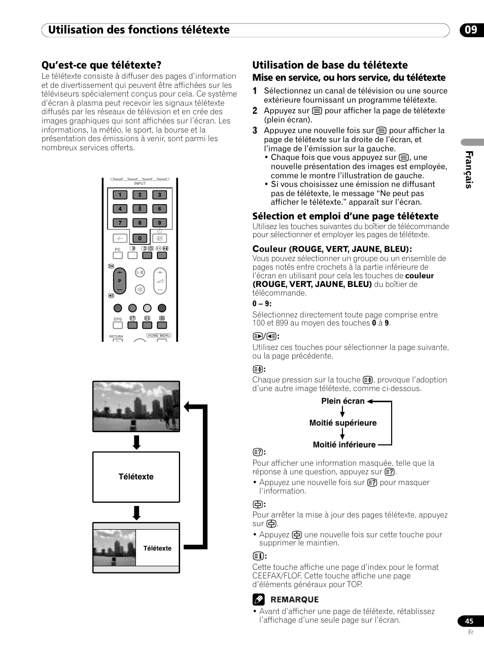 09 utilisation des fonctions télétexte | Pioneer PDP 434HDE User Manual | Page 121 / 248