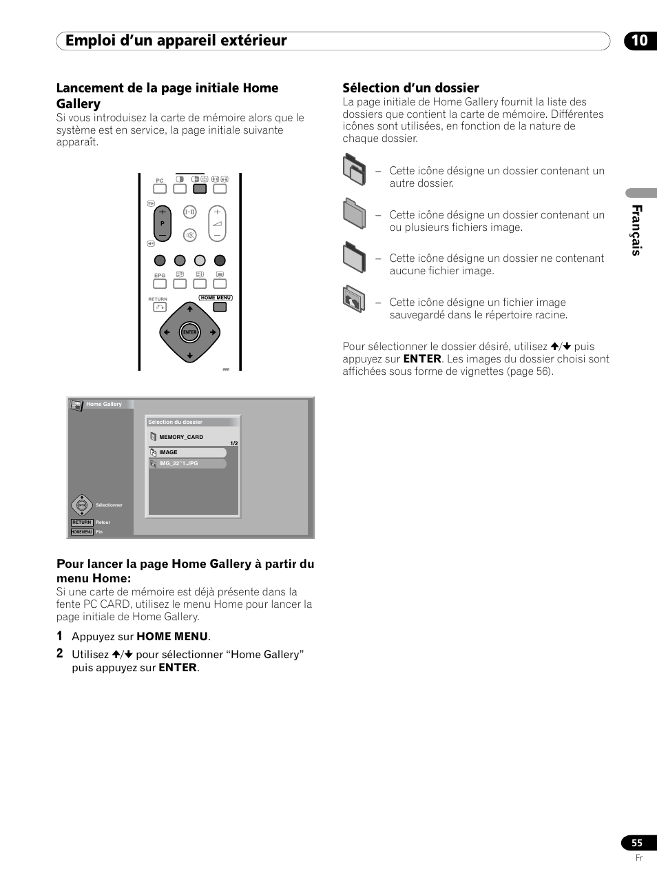 10 emploi d’un appareil extérieur, Sélection d’un dossier | Pioneer PDP 434HDE User Manual | Page 131 / 248