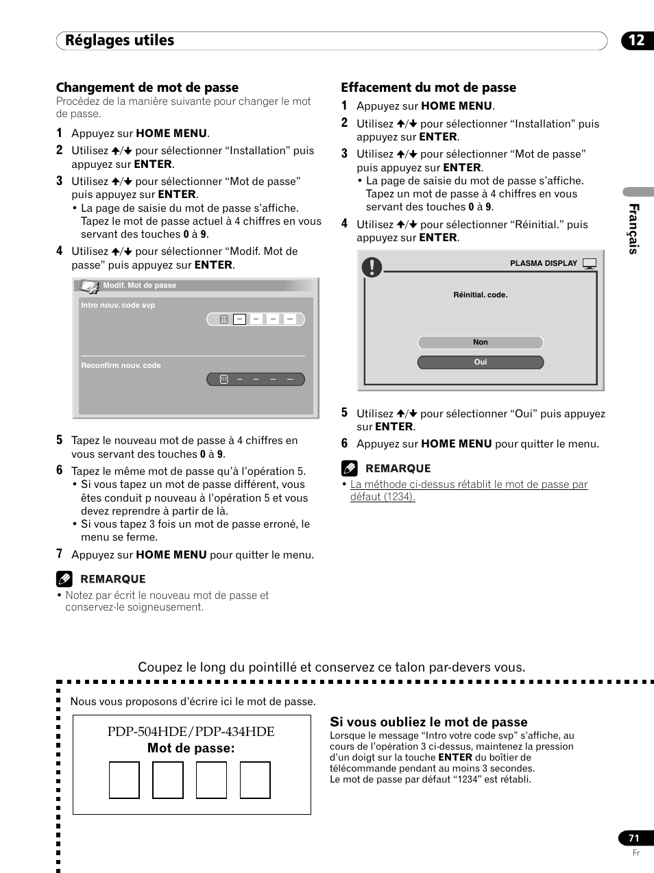 12 réglages utiles | Pioneer PDP 434HDE User Manual | Page 147 / 248
