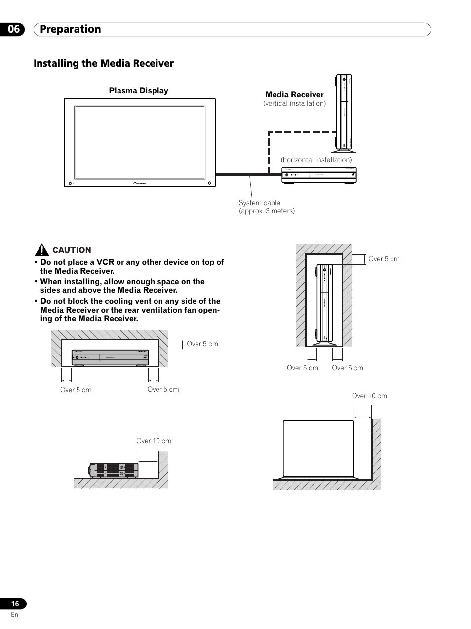 Installing the media receiver, 06 preparation | Pioneer PDP 434HDE User Manual | Page 16 / 248