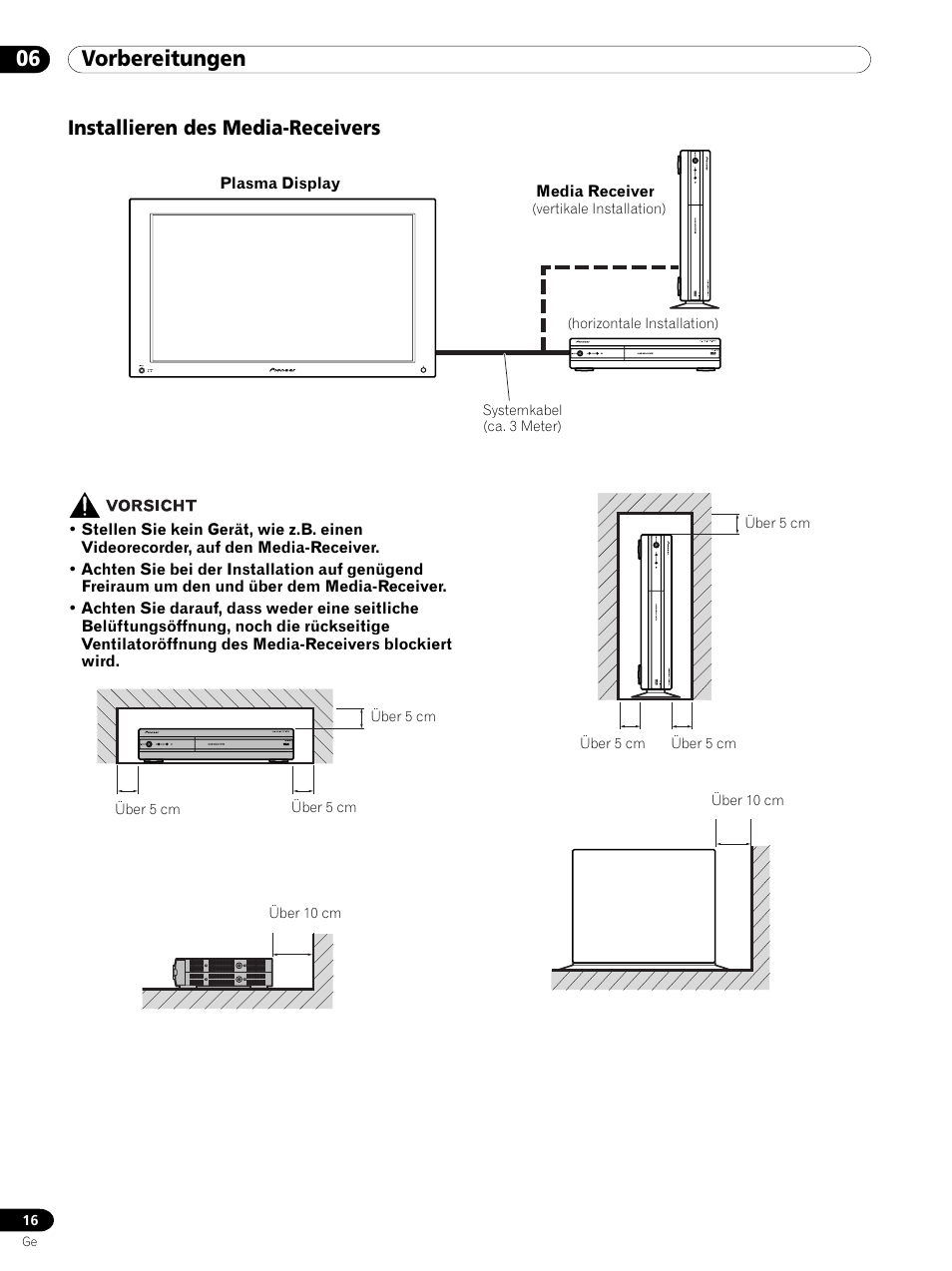 Installieren des media-receivers, 06 vorbereitungen | Pioneer PDP 434HDE User Manual | Page 168 / 248