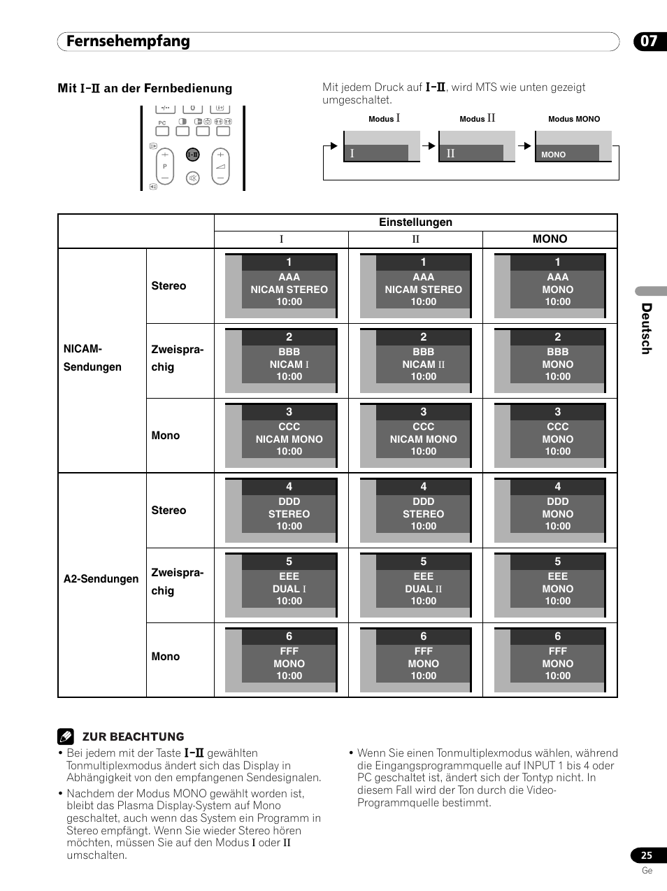 07 fernsehempfang, Deutsch | Pioneer PDP 434HDE User Manual | Page 177 / 248