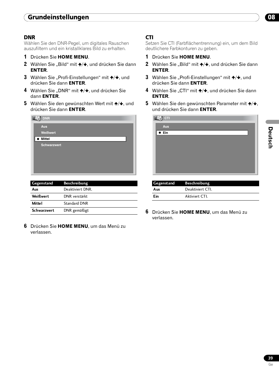 Dnr cti, 08 grundeinstellungen | Pioneer PDP 434HDE User Manual | Page 191 / 248