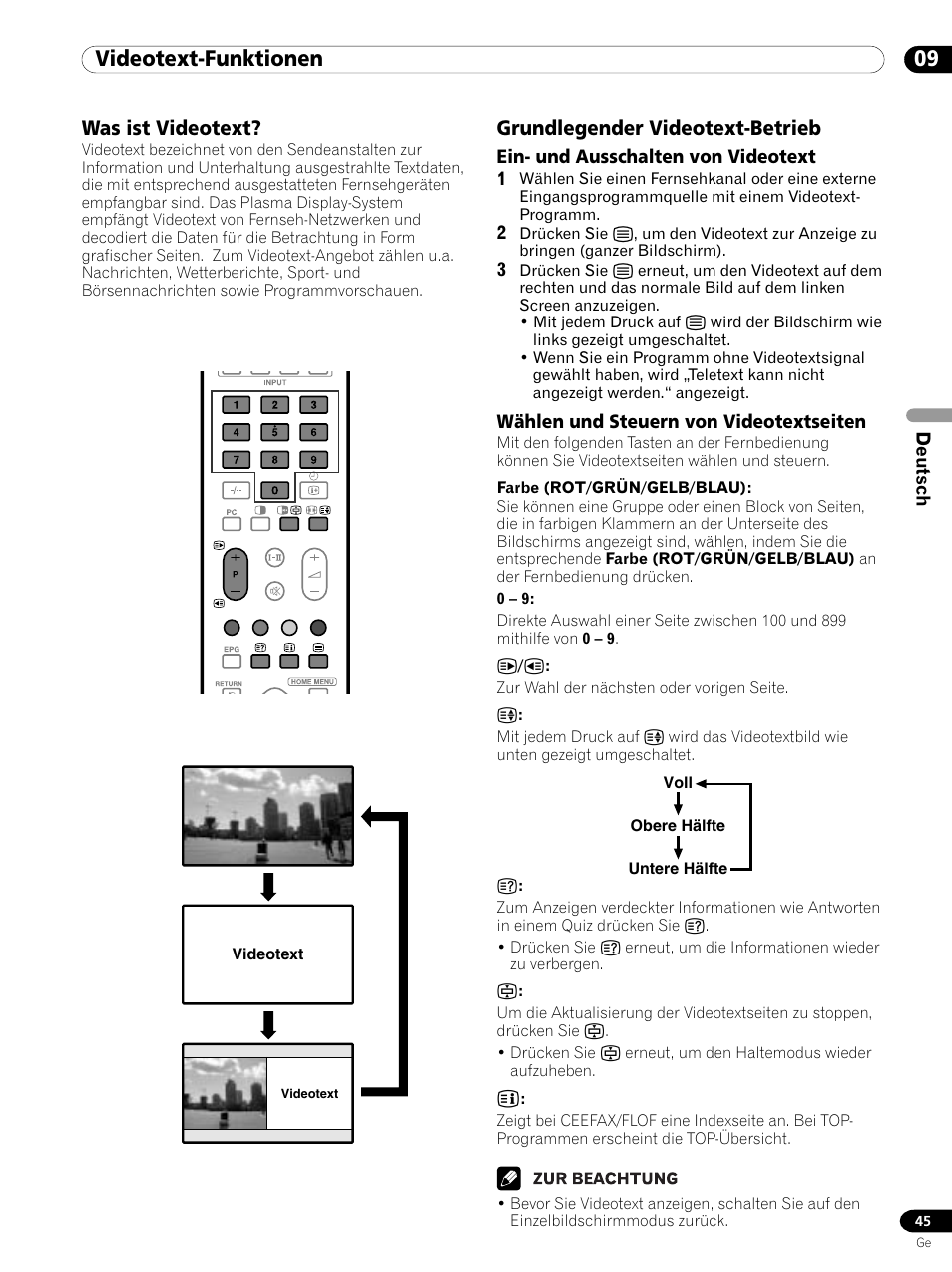 09 videotext-funktionen, Was ist videotext? grundlegender videotext-betrieb, Was ist videotext | Grundlegender videotext-betrieb | Pioneer PDP 434HDE User Manual | Page 197 / 248