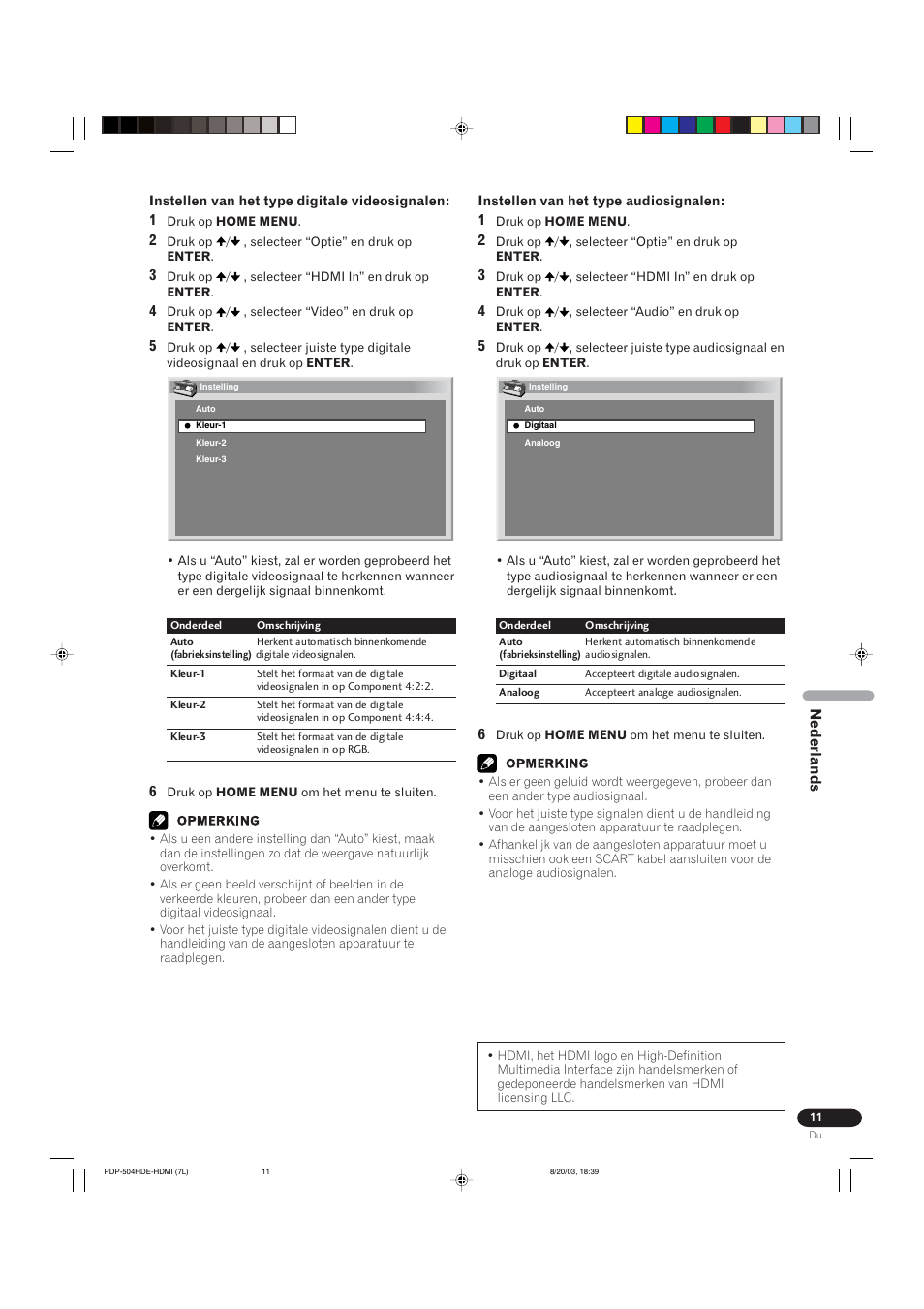 Nederlands | Pioneer PDP 434HDE User Manual | Page 243 / 248