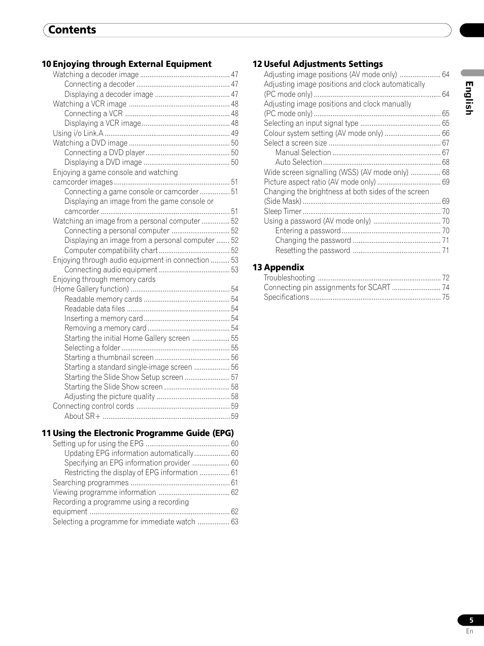 Pioneer PDP 434HDE User Manual | Page 5 / 248