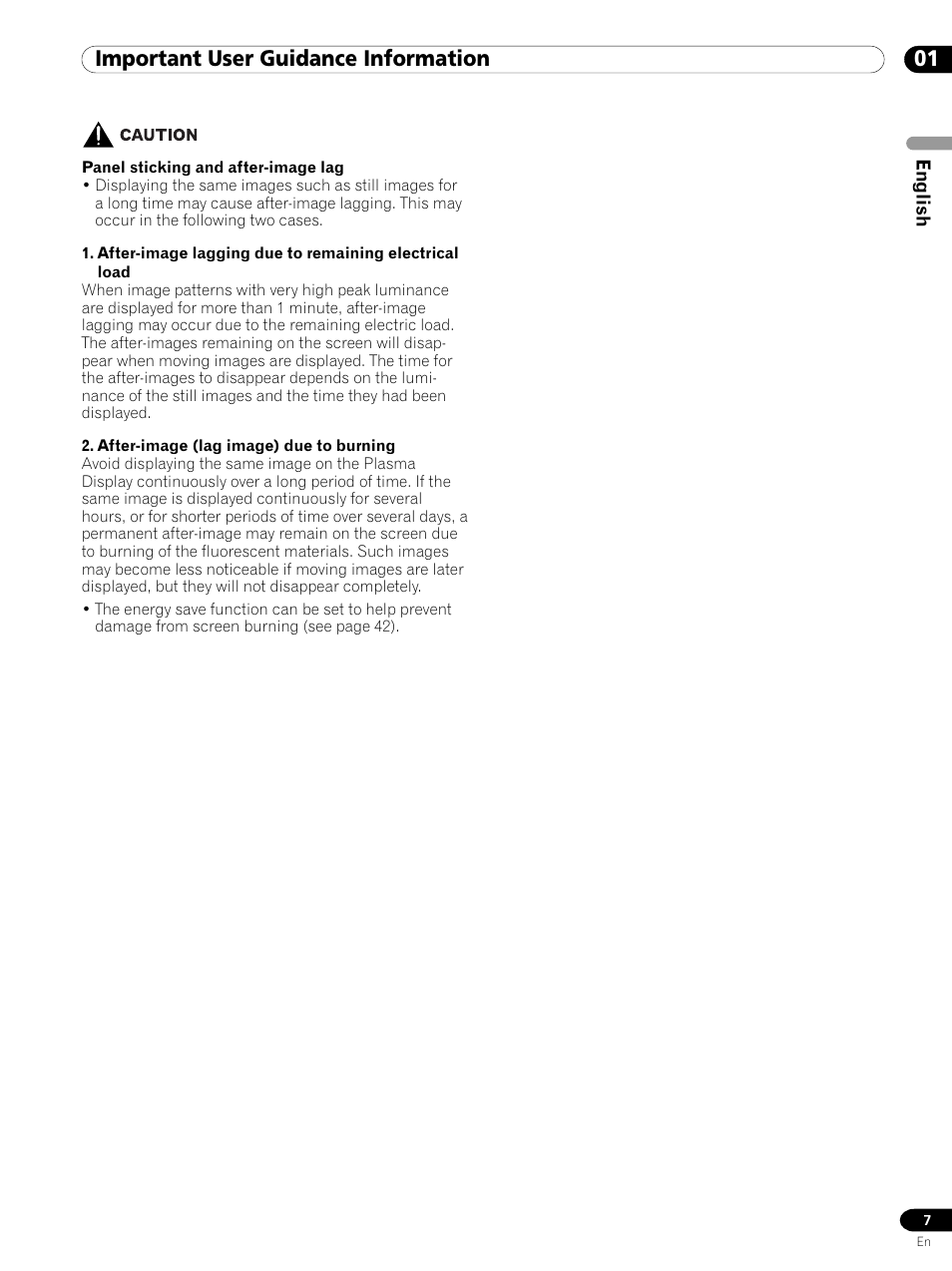 01 important user guidance information | Pioneer PDP 434HDE User Manual | Page 7 / 248