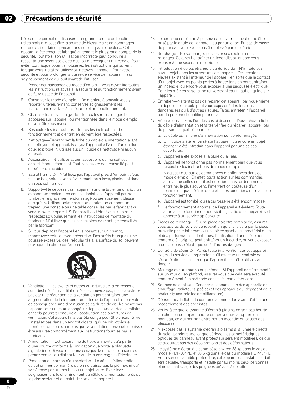 02 précautions de sécurité | Pioneer PDP 434HDE User Manual | Page 84 / 248