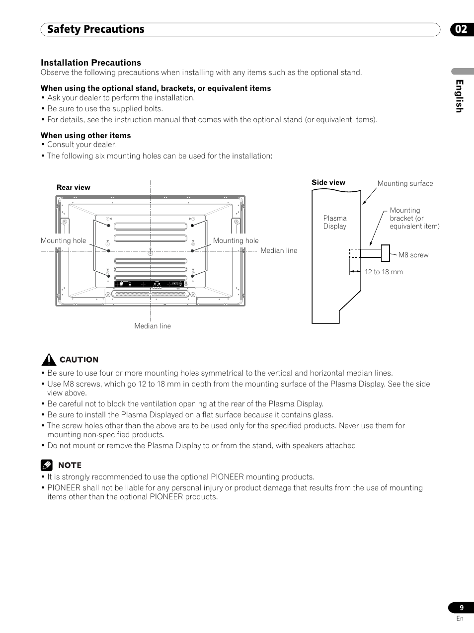 02 safety precautions | Pioneer PDP 434HDE User Manual | Page 9 / 248