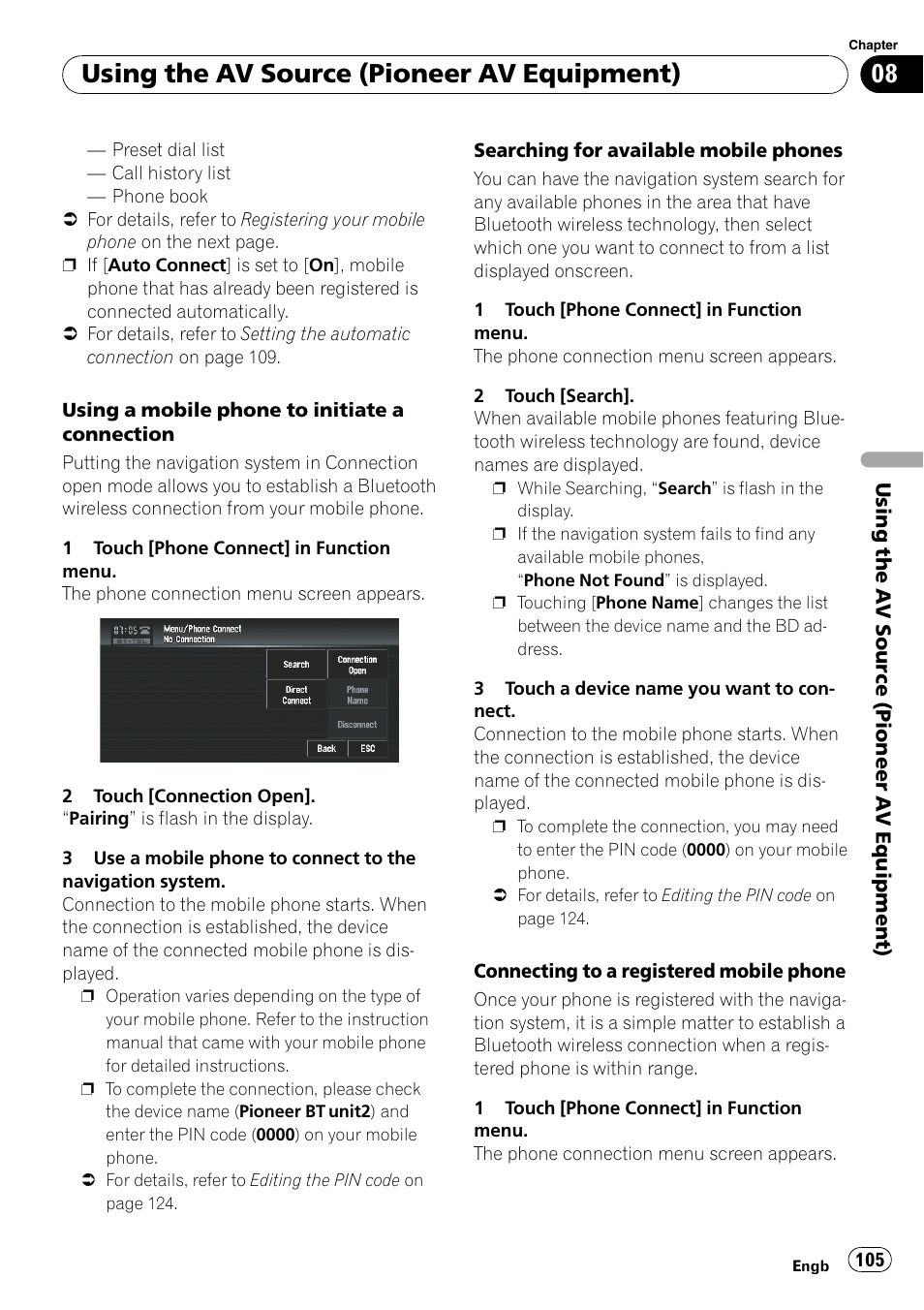 Using the av source (pioneer av equipment) | Pioneer AVIC-X3-II User Manual | Page 105 / 172