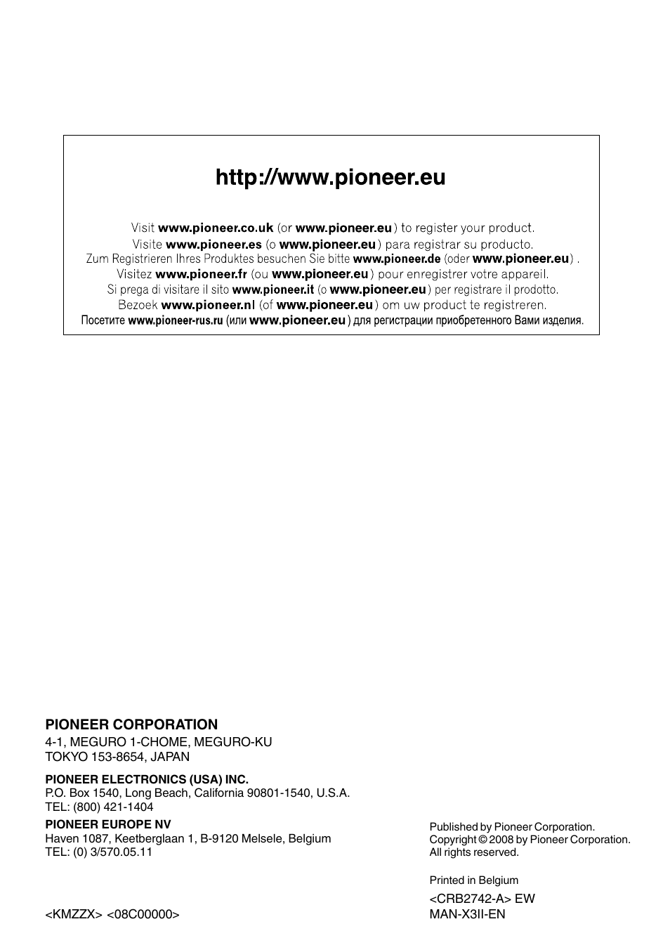 Pioneer AVIC-X3-II User Manual | Page 172 / 172