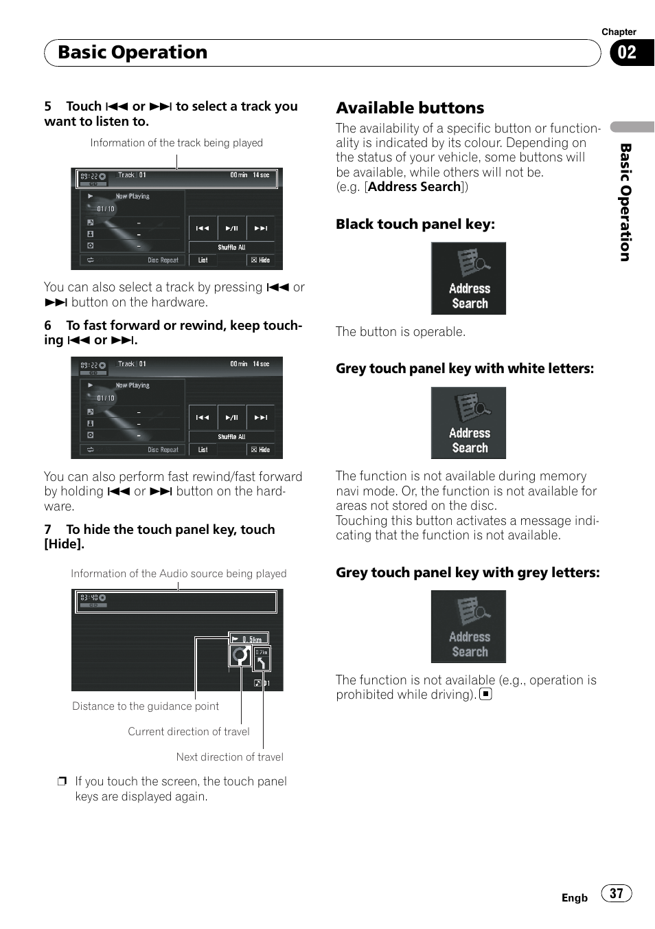 Available buttons 37, Basic operation, Available buttons | Pioneer AVIC-X3-II User Manual | Page 37 / 172