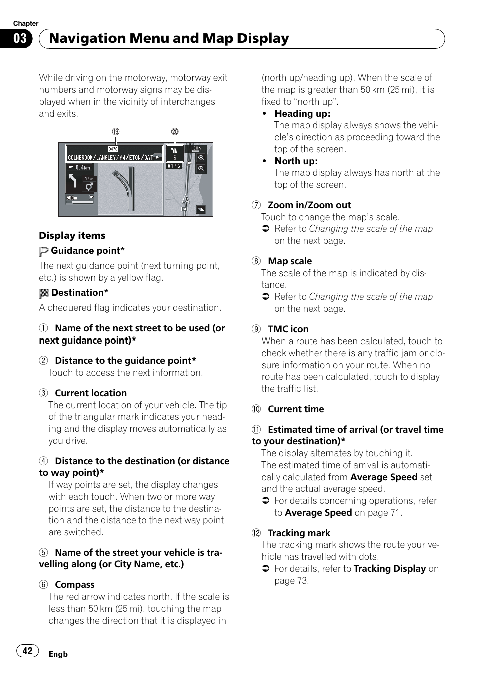 Navigation menu and map display | Pioneer AVIC-X3-II User Manual | Page 42 / 172