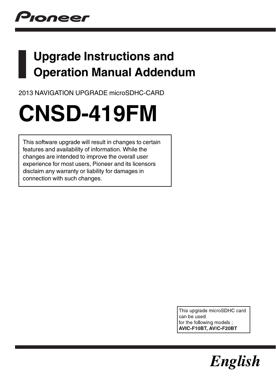 Pioneer AVIC-F20BT User Manual | 32 pages