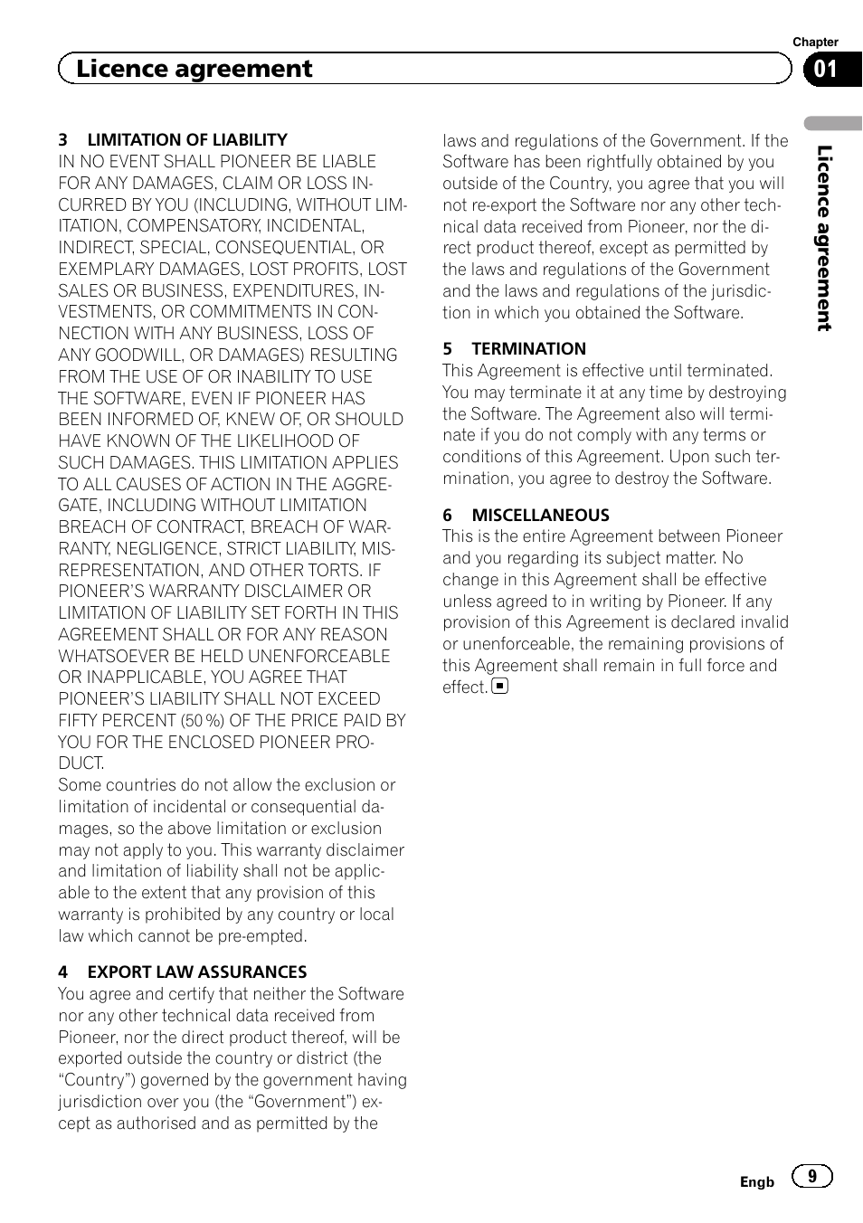 Licence agreement | Pioneer AVIC-F20BT User Manual | Page 9 / 32