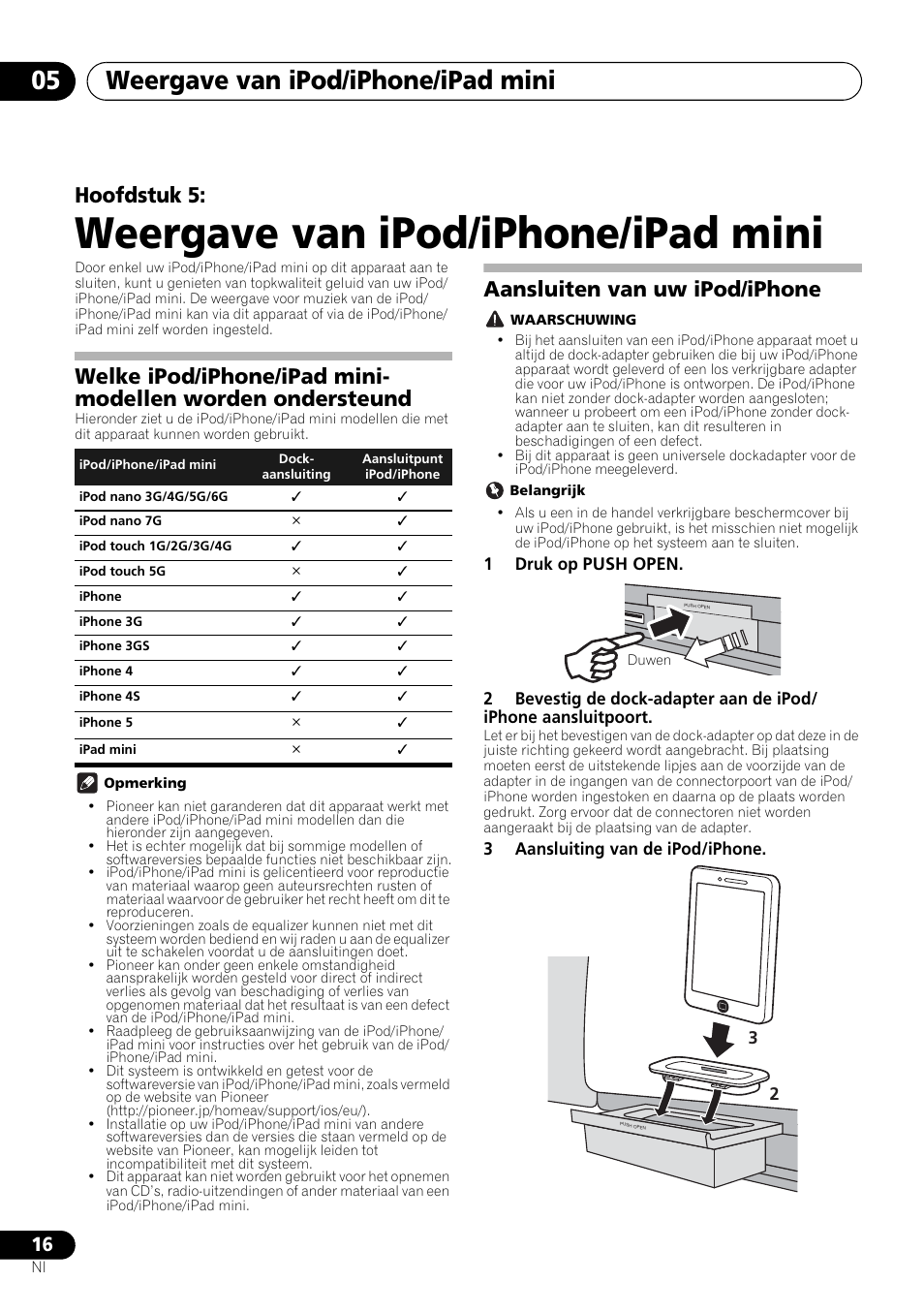 05 weergave van ipod/iphone/ipad mini, Weergave van ipod/iphone/ipad mini, Weergave van ipod/iphone/ipad mini 05 | Hoofdstuk 5, Aansluiten van uw ipod/iphone | Pioneer X-SMC00BT User Manual | Page 160 / 256