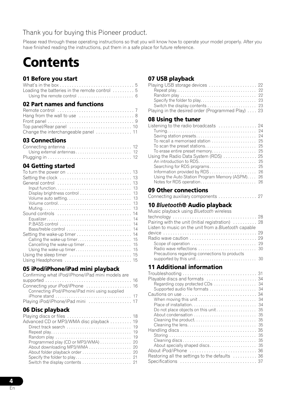 Pioneer X-SMC00BT User Manual | Page 4 / 256